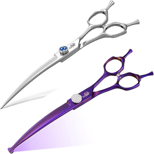 7" Curved Dog Grooming Scissors & Ethyxe 7 Inch Curved Scissors for Dog Grooming