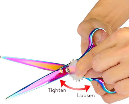 7.0" Dog Scissors Pet Grooming Kit Round-tip Safety Scissors Fishbone Teeth Shears with Forceps Hairdressing Hair Styling Tool Gift Set 5 Pieces (Multicolor)