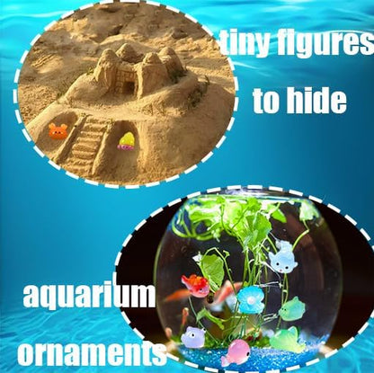 Resin Animals Variety Pack 100 PCS Mini Ocean Animals Figures Ornaments Mini Luminous Resin Figures to Hide for DIY Fish Tank Accessories Micro Landscape Craft