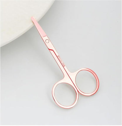 3.5 Inch Silent Pet Grooming Tiny Safety Scissors for Cats & Dogs - Quiet Alternative to Electric Clippers for Sensitive Pets (Pack Of 2 Rose Gold-Curved+Straight)