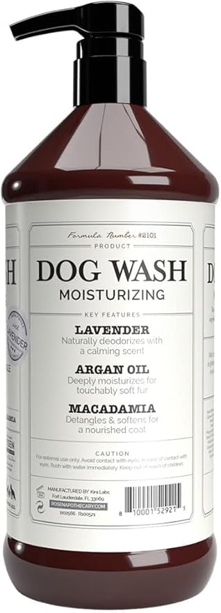 5-in-1 Moisturizing Dog Wash & Grooming Brush Set - Made with Naturally Derived Ingredients to Cleanse, Soothe, Deodorize, and Soften The Skin and Coat
