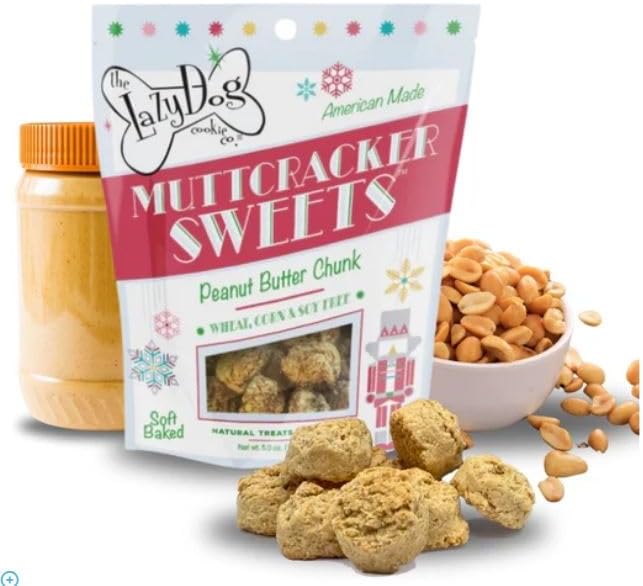 The Lazy Dog Cookie Co. - MuttCracker Sweets Soft Baked Dog Treats, Wheat, Corn & Soy Free, Limited Edition - Peanut Butter Flavored for Your Best Friend - 5 oz (MC)