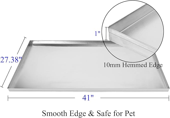 41x27.38x1 Replacement Tray for Dog Crate, Stainless Steel, Chew-Proof and Crack-Proof Dog Kennel Tray Replacement