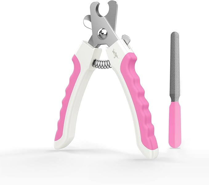 WePet Dog Nail Clippers U10.1, Dog Nail Trimmer Large Breed with Quick Sensor, Razor Sharp Blade Professional Pet Nail Clipper with Safety Guard and Nail File, Rose Pink
