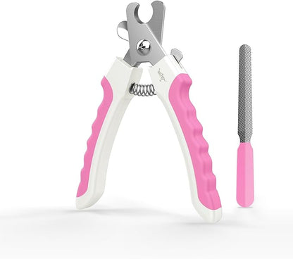 WePet Dog Nail Clippers U10.1, Dog Nail Trimmer Large Breed with Quick Sensor, Razor Sharp Blade Professional Pet Nail Clipper with Safety Guard and Nail File, Rose Pink