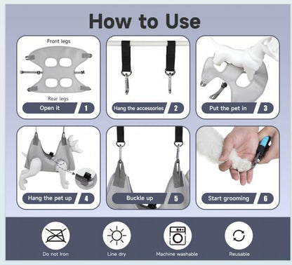 Dog Grooming Hammock, Dog Grooming Harness, Dog Nail Trimming Restraint, Dog Grooming Tools, Dog Nail Clippers for Small Dogs,Grooming Hammock for Small Dogs, Pet Grooming Hammock