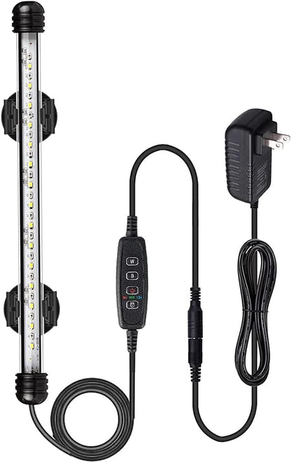 VARMHUS Submersible LED Aquarium Light,Fish Tank Light with Timer Auto On/Off Dimming Function,3 Light Modes Dimmable White-Blue,10 Brightness Levels Optional&3 Levels of timed Loop Function 11.5''