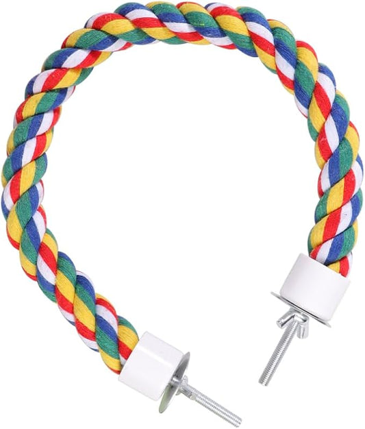 Bird Rope Perch, Colorful Parrot Cotton Rope Bird Perch Stand Climbing Toys Pet Parrot Chewing Toy for Parrots Cockatiels Parakeets Budgie Cages