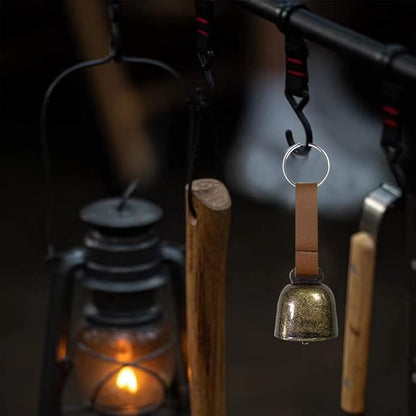 4 PCS Loud Bear Bells with Leather Button Strap Dog Collar Bell Pet Bells Tracker Noise Maker Anti-theft Bell Strap and Pet Anti- Lost Silver Pendant ID Tags for Pet Pendant Accessories Decorative