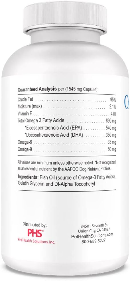 Omega Caps HP Snip Tips for Medium and Large Dogs High Potency EPA and DHA Maximum Bioavailability Fish Oil Supplement Vet Formulated Made in USA Skin Coat Joint and Heart Health 250 Capsules