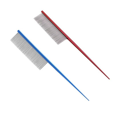 2Pcs Pet Hair Comb, Dog Grooming Comb with Stainless Steel Teeth Professional Pet Dematting Tool, Prevents Knots and Mats for Cat Dog Small Medium Pets