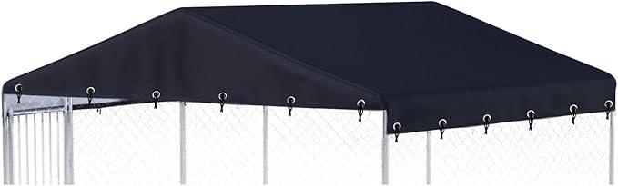10 x 10 ft Outdoor Dog Kennel Cover Made from 600D Heavy Duty Waterproof Oxford Fabric Outdoor Dog Kennel Replacement Cover Blackï¼_ithout cage top Frameï¼
