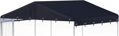 10 x 10 ft Outdoor Dog Kennel Cover Made from 600D Heavy Duty Waterproof Oxford Fabric Outdoor Dog Kennel Replacement Cover Blackï¼_ithout cage top Frameï¼