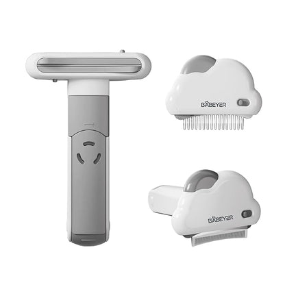 3-in-1 Cat & Dog Grooming Brush Rotatable, Dog Brush for Shedding, Stainless Steel Metal Undercoat Comb & Grooming Comb Removes Static and Reduces Shedding, White - Medium size