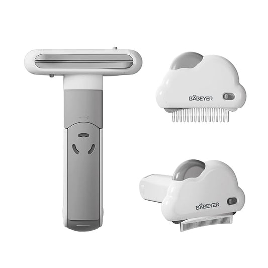 3-in-1 Cat & Dog Grooming Brush Rotatable, Dog Brush for Shedding, Stainless Steel Metal Undercoat Comb & Grooming Comb Removes Static and Reduces Shedding, White - Medium size