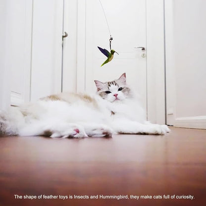TTcat Cat Feather Toys Replacement,3 Pcs Hummingbird Insect Feathers Refills for Cat Wands.