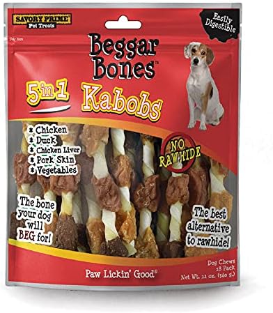 Savory Prime 8062091 8 in. Beggar Bones 5-in-1 Kabobs Grain Free Treat for Dogs - Pack of 1818
