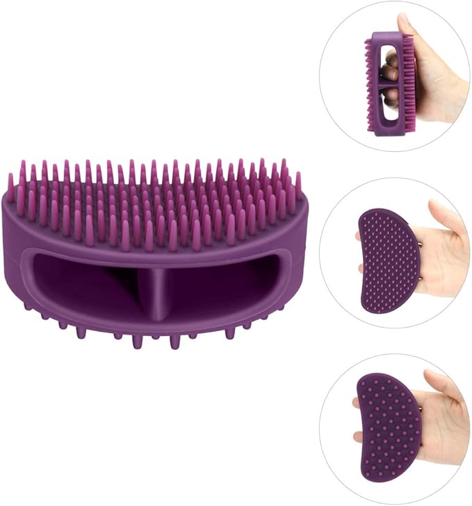 Soft Silicone Dog & Cat Grooming Brush - Pet Bath & Massage for Short or Long Hair - Slicker Shedding Hair Brush Purple