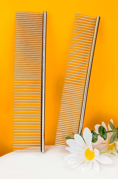 7.5-InchStainless-Steel Comb,Mats & Loose Hair Removal - Effective Dematting Tool Comfortable, Lightweight, Portable & Safe for Dogs,Cats & Pets(Silver)