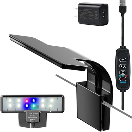 Aquarium Light, 3 Mode Clip on Fish Tank Light with Timer Function, Full Spectrum Aquarium Plant Light, Adjustable Brightness, for 6-10 Inch Fish Tank