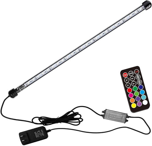 LED Aquarium Light, 23 inches Fish Tank Light RGB Color Underwater light Submersible Crystal Glass Lights, 33 LED Beads, Brightness Adjustable Memory Function, LED Light bar Stick for Fish Tank