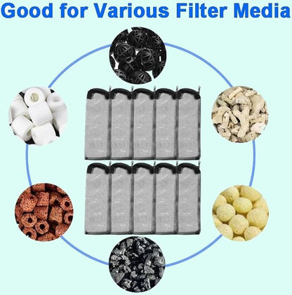 AQUANEAT 10pcs Aquarium Filter Media Bags, Fish Tank Coarse Mesh Bags with Plastic Zipper for Activated Carbon(3" x 8")