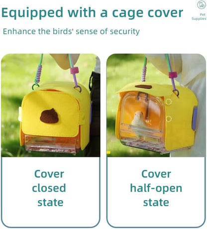 Portable Plastic Bird Cages Lightweight Waterproof Ventilated Travel Bird Cage for Pets Ideal for Outdoor Use Easy to Carry Bird Carrier Perfect for Small Birds and Budgies (Yellow)