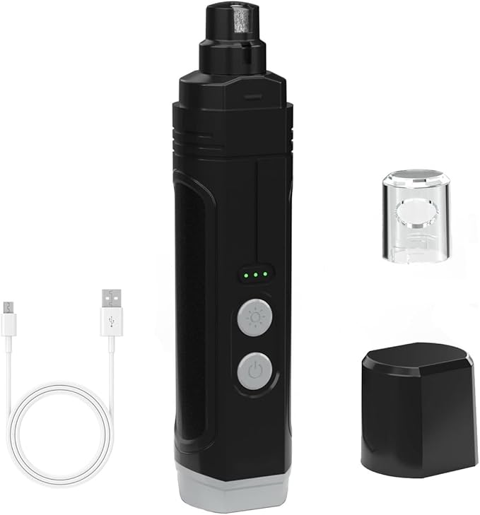 NUMINA Dog Nail Grinder with 2 LED Light 3-Speed Professional Electric Rechargeable Pet Nail Trimmer Quiet Painless Paws Grooming & Smoothing for Small Medium Large Dogs & Cats (Black)