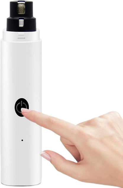 Dog Nail Clipper for Large Dogs - Silent Dog Nail Polisher with LED Light, Speed Sensor, Diamond Head and Dust Collector, 2-Speed Rechargeable - Small Dog Nail Polisher (White)