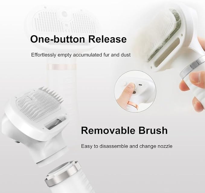 3-in-1 Pet Grooming Tool - Hair Dryer with Slicker Brush & Steam Spray, Self-Cleaning Deshedding Brush with USB Rechargeable for Dogs/Cats, Ideal for Home & Travel