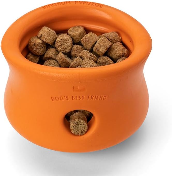 WEST PAW Zogoflex Toppl Treat Dispensing Dog Toy Puzzle  Interactive Chew Toys for Dogs  Dog Toy for Moderate Chewers, Fetch, Catch  Holds Kibble, Treats, X-Large, Tangerine