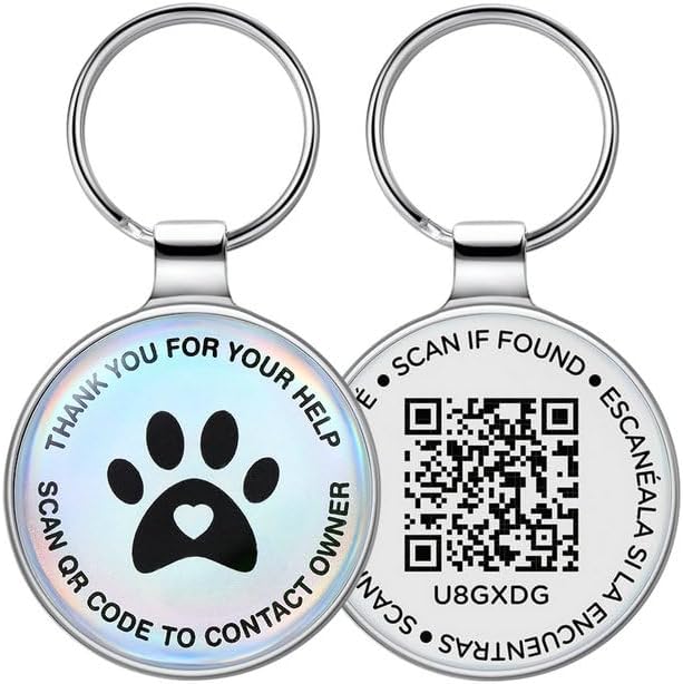 Dog Tags Personalized QR Code Dog Tag, Retro Brass Personalized Pet ID Tags Modifiable Pet Online Profile, Multiple Emergency Contact, (Golden Retriever-2)