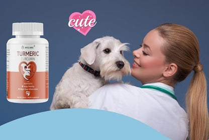 Turmeric for Dogs Anti Inflammatory Pain Relief -Dog Pain Relief-120 Chewable Tablets Hip & Joint Support with Curcumin and BioPerine, Antioxidant, Cardiovascular Health,Mobility Support