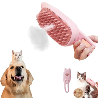 Steam Cat Brush Dog Brush for Shedding Rechargeable Cat Brush Unique Pet Brush The Handle Can be Rotated 360° (pink)