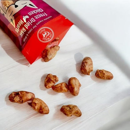 Freeze Dried Chicken Hearts - Freeze Dried Dog Treats, Chicken Hearts 2.5 oz for Dogs & Cats - Grain Free & Gluten Free - Resealable Pouch, Single Ingredient, Training Treat in Chicken Hearts