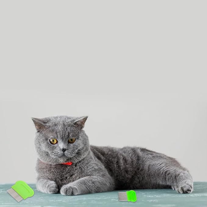 5pcs Flea Comb,Dematting Comb for Dog and Cat,Stainless Steel Teeth Head Nit Comb for Small,Medium&Large Pets,Lice Combs,Tick Comb for Dogs,Dog Combs for Grooming(A-blue green white)