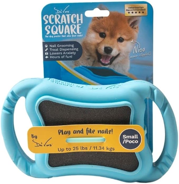 De' Vora Scratch Square - Dog Nail Scratch Board Treat Box | 5 in 1 Dog Scratch Pad for Nails | Dog Nail Scratch Board with Treat Box | Scratch Pad for Dogs Nail File | Dog Scratch Board XS/S