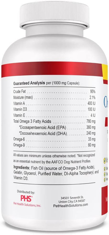 Omega-Caps ES for Large & Giant Dogs - Omega 3, Vitamins, Minerals, Antioxidants - Support Immune System, Joints, Heart, and Brain - 250 Softgel Capsules