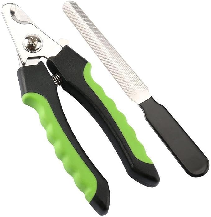 Dog Nail Trimmers and Cat Nail Clipper Set - Professional Dog Nail Clippers for Small Breeds, Heavy Duty Pet Trimmers, Safe Cat Claw Clippers, Ideal for Cats, Dogs, Puppies, (Black/Green,)