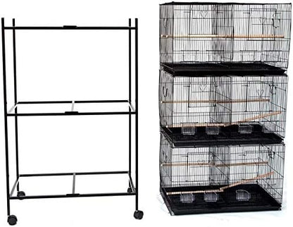 Seny Set of 3 Breeding Bird Carrier Cage with Central Dividor L30xW18xH18 on Stand (Black)