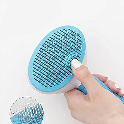 Dog Brush & Cat Brush, Easy Self Cleaning, Round Slicker Pet Brush, Pet Grooming Tool, Removes Undercoat, Shedding, Mats, and Tangled Hair, For Short to Long Fur Hair Dog & Cat - AC2 (Grey)