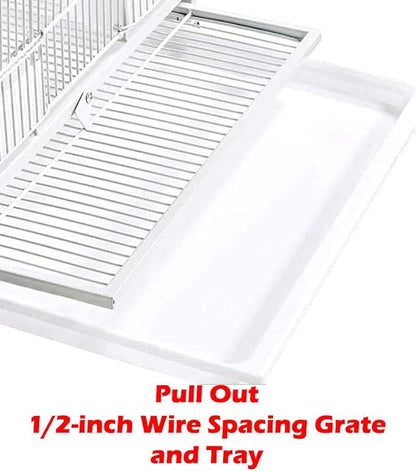 Single/Double/Triple Stackable Center Divided Breeder Breeding Bird Flight Double Rolling Cage for Aviaries Canaries Cockatiels Lovebirds Finches Budgies Small Parrots (White, Triple)