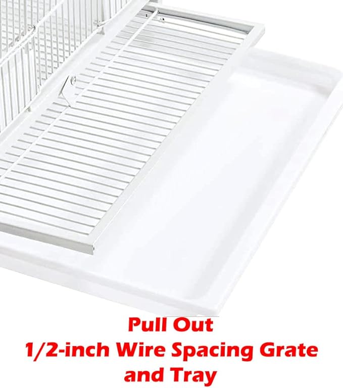 Combo Breeding Stacker Center Divided Breeder Bird Flight Double Rolling Cage Side Breeding Nest Door Feeder Doors with Water Food Cups Natural Wood Perch Easy Clean Pull Out Tray