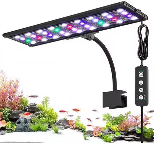 AQQA LED Aquarium Light, 24/7 Mode Clip on Fish Tank Light with Memory Function, DIY Mode Full Spectrum Aquarium Plant Light, Adjustable Timer/Brightness, IP68 Waterproof for 24-32 Inch Fish Tank 26W