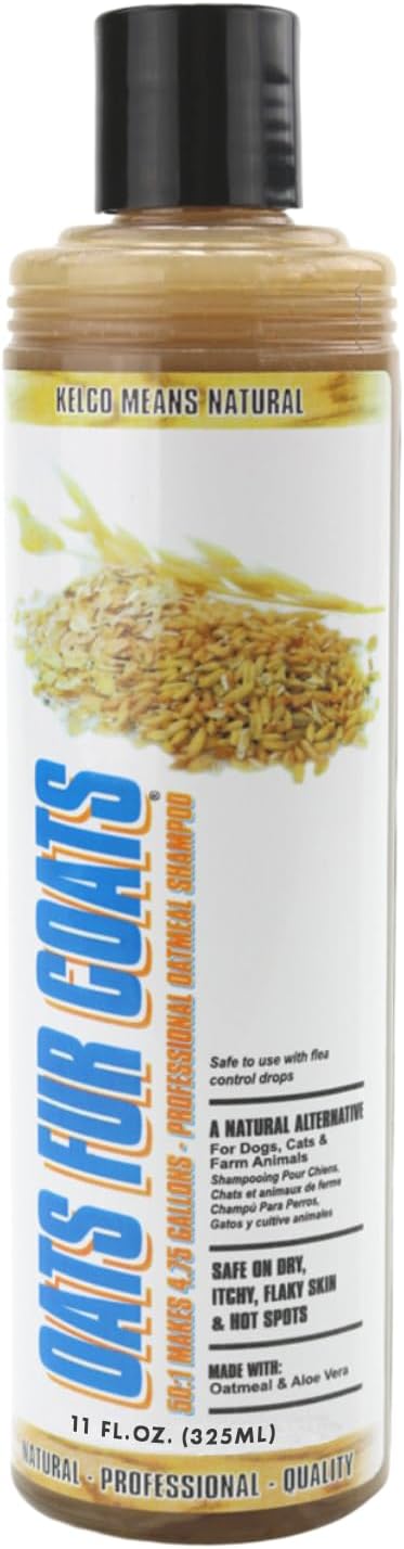 Kelco by Laube Deep Cleaning Pet Shampoo - Oats Fur Coats Oatmeal Shampoo for Itchy Dry Skin - Natural, Hypoallergenic, Biodegradable Formula for Dogs, Cats, and Pets (50:1 Concentrated, 11 fl oz)