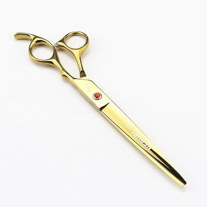 7.0" Dog Scissors Pet Grooming Kit Round-tip Safety Scissors Fishbone Teeth Shears with Forceps Hairdressing Hair Styling Tool Gift Set 5 Pieces (Gold)