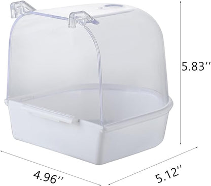IBWell Clear Bird Bath for Small Birds Parakeet Cage Accessories - Suitable for Cockatiels and Parakeets