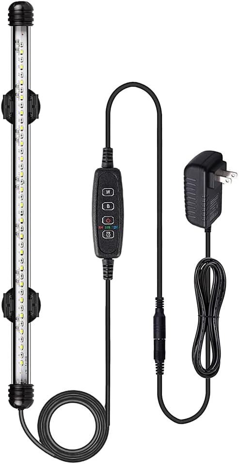 VARMHUS Submersible LED Aquarium Light,Fish Tank Light with Timer Auto On/Off Dimming Function,3 Light Modes Dimmable White-Blue,10 Brightness Levels Optional&3 Levels of timed Loop Function 15''