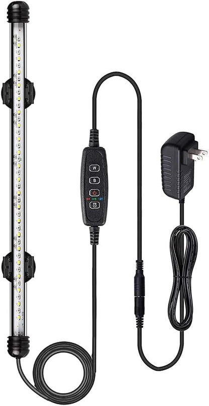 VARMHUS Submersible LED Aquarium Light,Fish Tank Light with Timer Auto On/Off Dimming Function,3 Light Modes Dimmable White-Blue,10 Brightness Levels Optional&3 Levels of timed Loop Function 15''