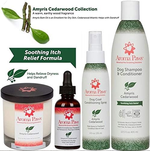 Scented Dog Coat Spray – Cleansing, Conditioning, Moisturizing – Toxin Free, Healthy Ingredients – Aromatic Grooming Puppy Spray – Loosens Knots, Tangles – 4.5 Oz., Amyris & Cedarwood